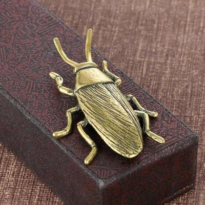 Латунные фигурки насекомых тараканов миниатюры твердые чайные питомцы забавные поделки коллекция настольных маленьких украшений фигурка декор поделки