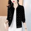 Spring and Autumn Fashion Golden Velvet Short Jacket Ladies Loose Baseball Uniform Cardigan Top