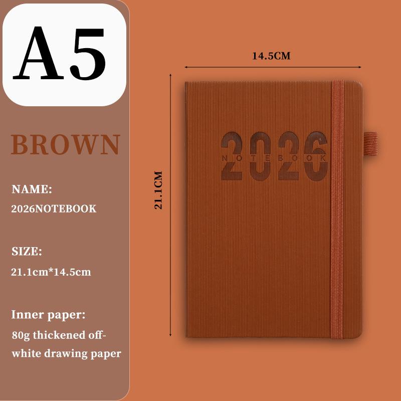 Ежедневник на английском языке на 2026 год с резинкой: Годовой календарь, Еженедельник, 365-дневный блокнот для эффективности