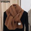 Women's Korean Version Autumn and Winter Soft Knitted Scarf Warm Solid Color Scarf Thickened for Couple