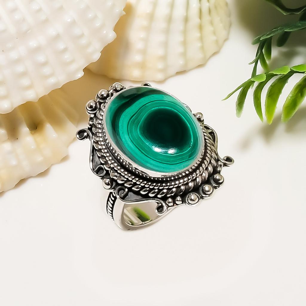 Малахит - Конголезское кольцо из серебра 925 пробы V4244, зеленое кольцо, овальное кольцо, подарок на День святого Валентина, подарок для нее, подарок на день рождения, ювелирные изделия ручной работы, серебряное кольцо