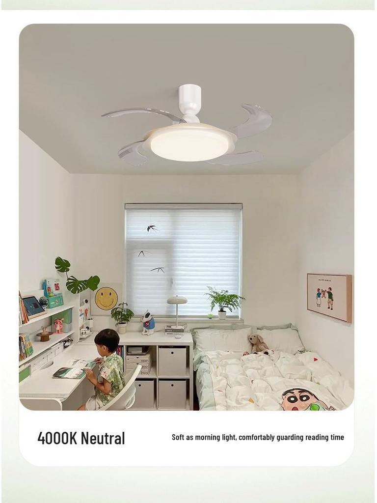 Минималистичный потолочный вентилятор в китайском стиле с подсветкой и защитой глаз полного спектра для спален и ресторанов