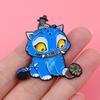 Happy Blue Tiger Enamel Pin Fantasy Hunter Team Brooches Woman Men Backpack Accessories Bags Badge Lapel Jewelry Gift