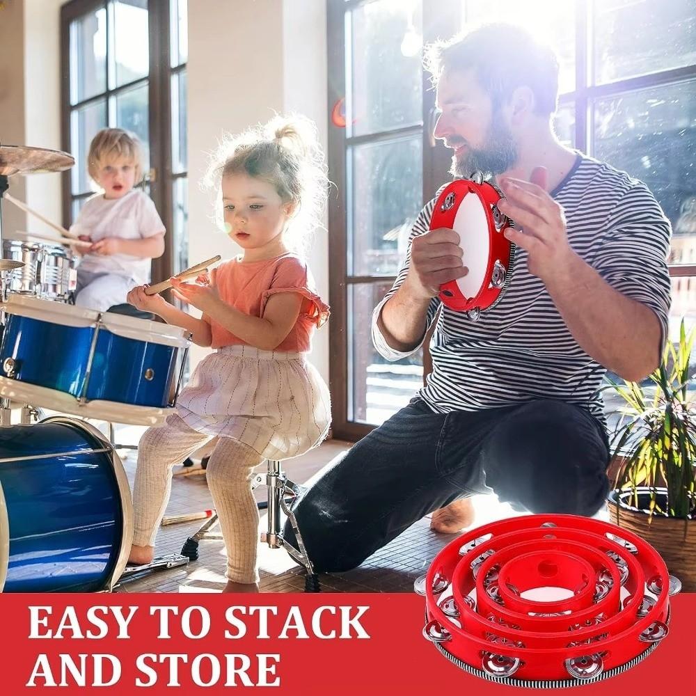 4/6/8/10 Inch Hand Held Drum Metal Jingles Children Drum New Percussion Toy  For Party Games