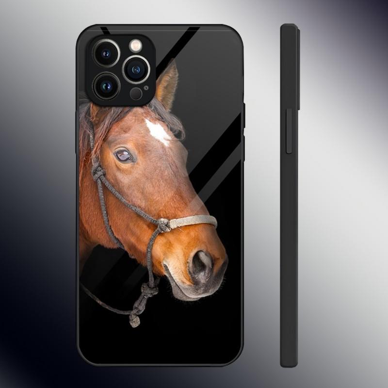 Доминирующий Крутой Конь Чехол для Телефона Закаленное Стекло Для IPhone 13 12 11 14 Pro Max Mini X XR XS 8 7 6s Plus SE 2020 Обложка