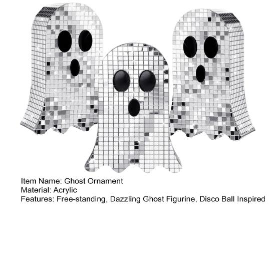 Disco Ghost Statue Shiny Mirror Ghost Figurine Dazzling Reflective Ghost Ornament for Home Parties Bars Halloween Decoration