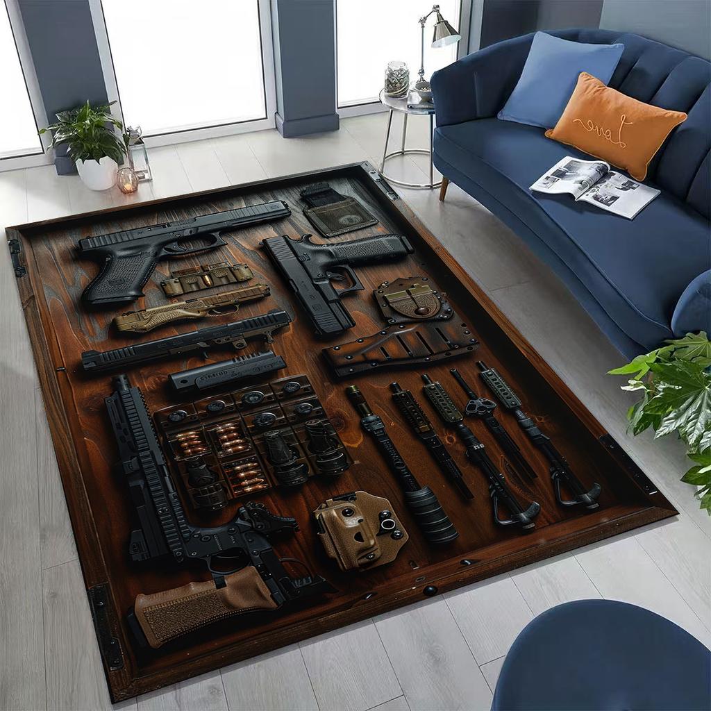 Дерево Металл Оружейный Кейс Коробка Военное Снаряжение Мото Коврик для Спальни Гостиной Дивана Дома Декор Коврик для Двери, Детский Игровой Нескользящий Напольный Коврик