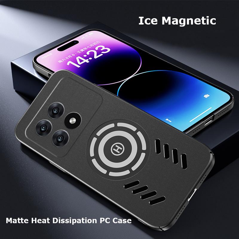 Для Xiaomi Poco F6 X6 F5 F4 F3 GT Pro Rock Sand Ice Магнитное рассеивание тепла Матовый чехол для ПК с защитой от отпечатков пальцев Дышащий охлаждающий чехол Shell