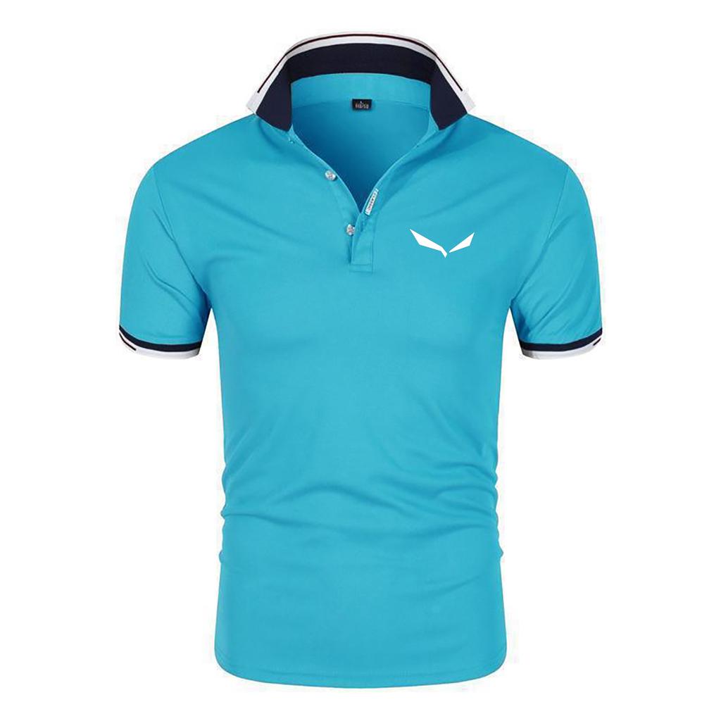 Азиатский размер рубашка поло с коротким рукавом с принтом для мужчин, уличная спортивная модная футболка для мужчин, повседневная