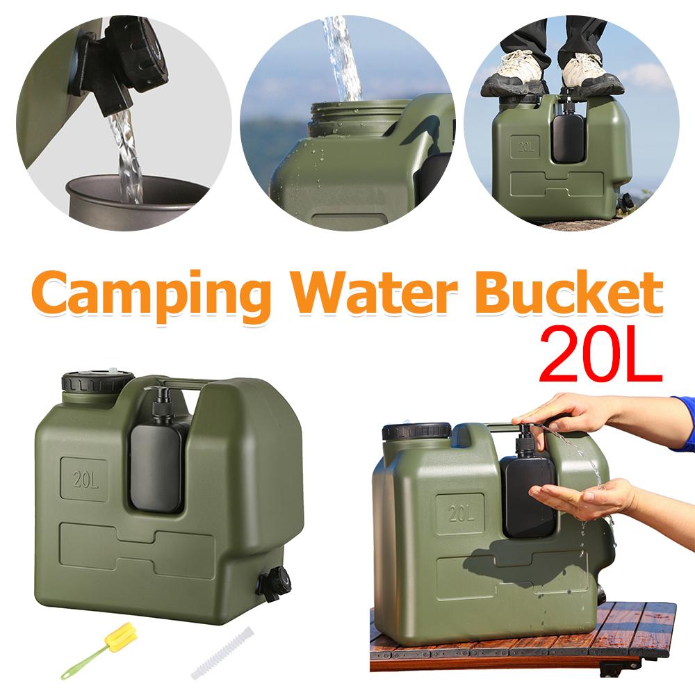 20-литровое ПЭ ведро для хранения воды, большой емкости, канистра-переноска для воды с краном, банка для дезинфицирующего средства для рук, портативный бак для воды для автомобиля