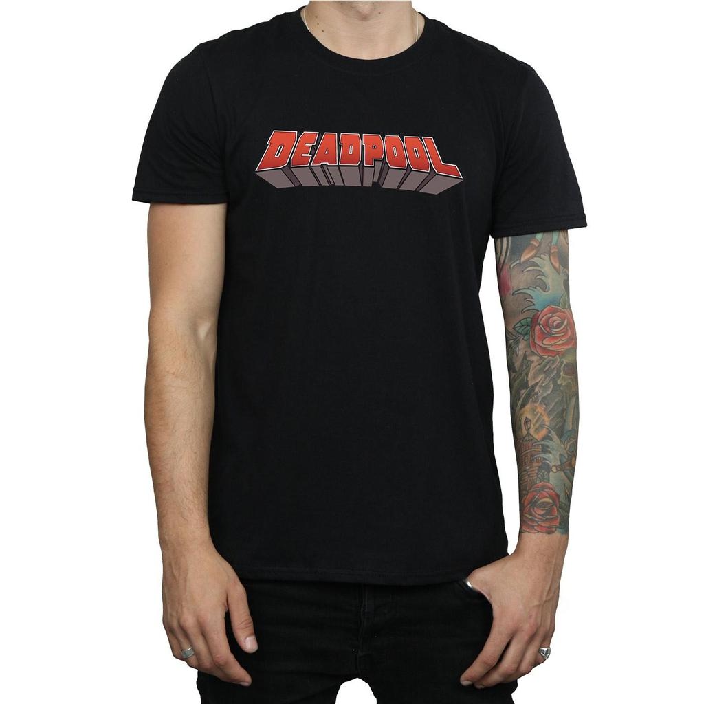 Marvel Mens Deadpool Text Logo T-Shirt