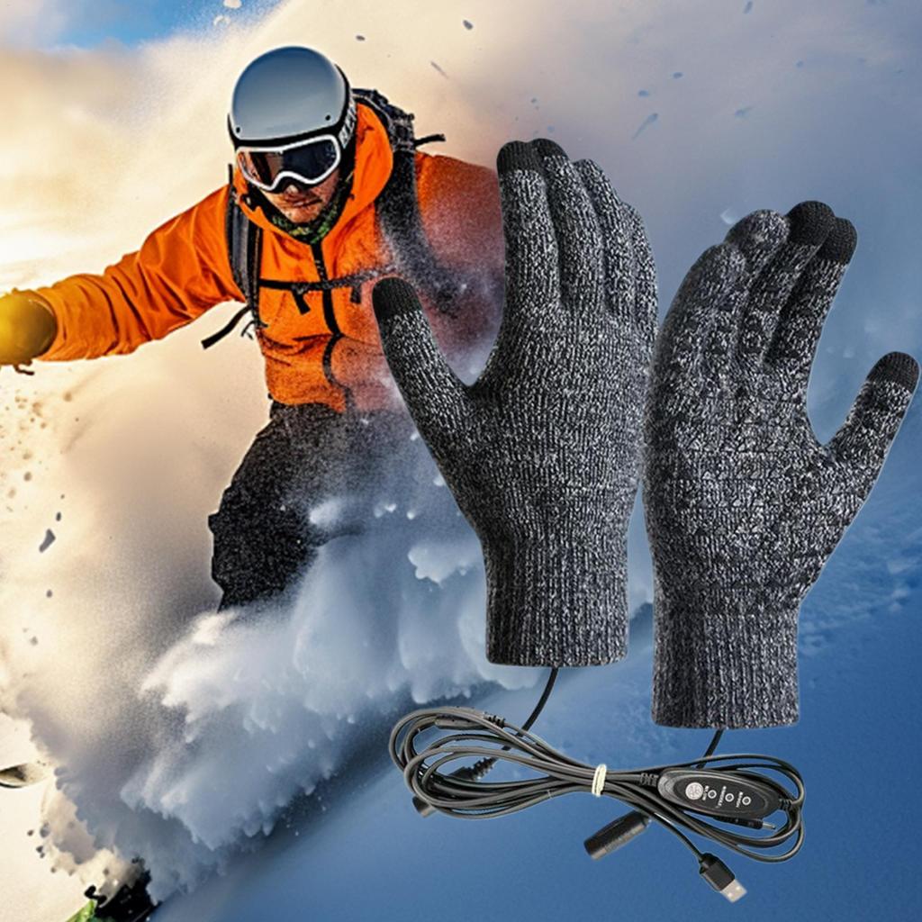 USB перчатки с сенсорным экраном Зимние теплые 3-режимная температура Электрические перчатки с подогревом Мотоперчатки с подогревом для езды на велосипеде Бега Езды