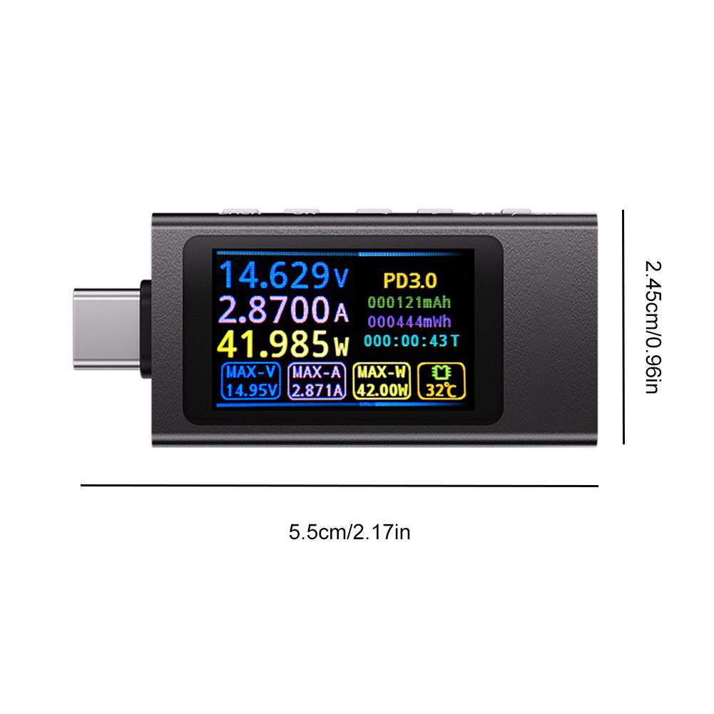 Тестер мощности Type-C DC 4-30V 0-12A Измеритель напряжения и тока Цифровой мультиметр для зарядного устройства Power Bank Детектор емкости