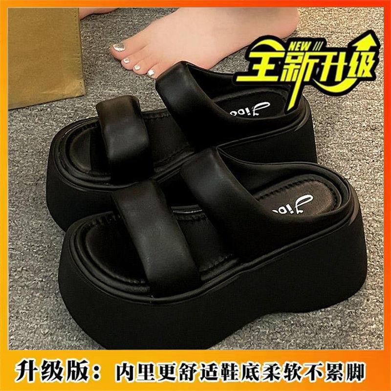 Универсальные босоножки на толстой подошве, увеличивающие рост, новые модели летом 2024 года, простые и модные, невысокие люди показывают рост, босоножки на подошве-бублике