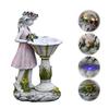Fairy Garden Statue,Resin Angel Figurine Solar Light Outdoor Floral Fairy Lamp Lantern for Yard,Landscape Decor