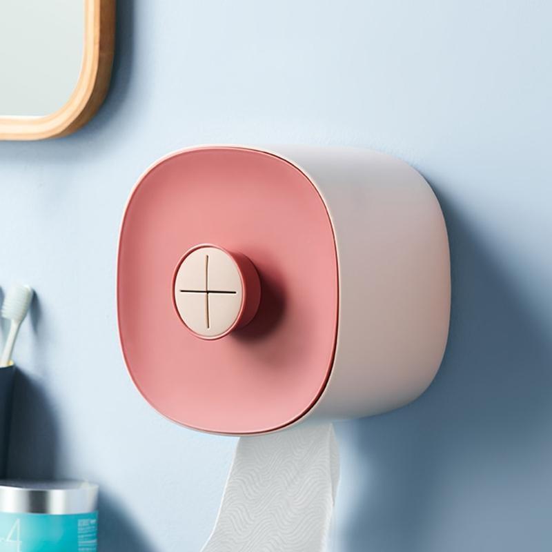 Nordic Adhesive Toilet Paper Roll Holder Wall Mounted Waterproof Tissue Storage Box Bathroom Face Towel