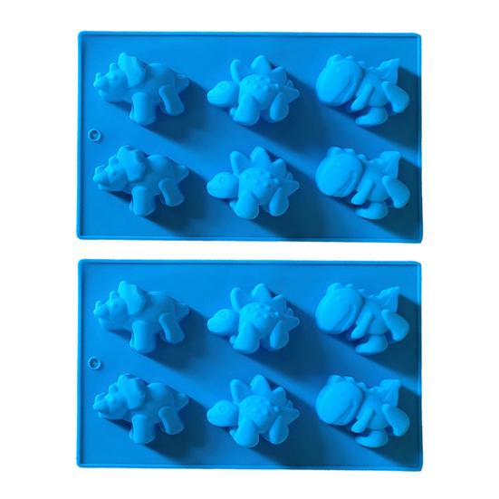 Форма для шоколада «Динозавр», 6-гнездная силиконовая форма для льда с антипригарным покрытием, гибкие формы для желейного льда, высоко-низкотемпературные формы для чизкейка и пудинга