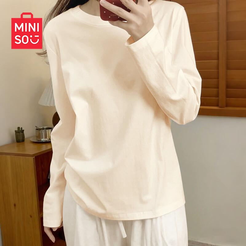 MINISO Женская хлопковая футболка с длинным рукавом, весна 2026