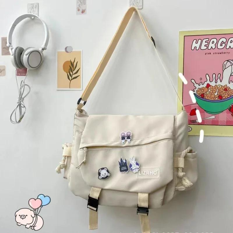 Сумка-мессенджер, японские сумки, школьные корейские сумки на одно плечо для девочек, студенток, в гонконгском стиле, в стиле ретро, ​​большая вместимость, женская сумка-почтальон