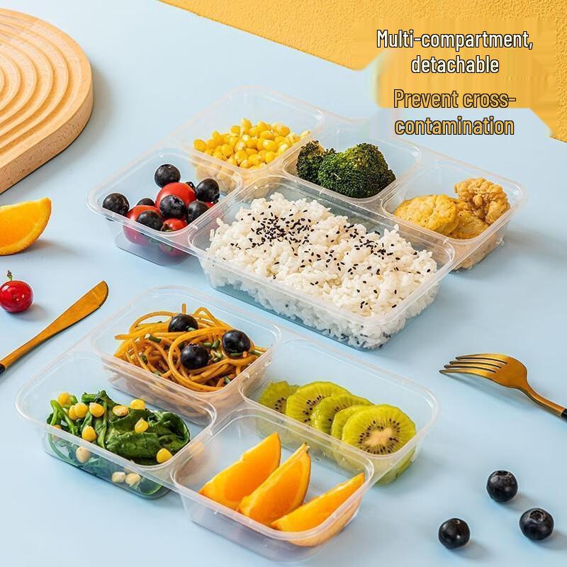 JingJingRS Disposable 5-Compartment PP Meal Prep Boxes