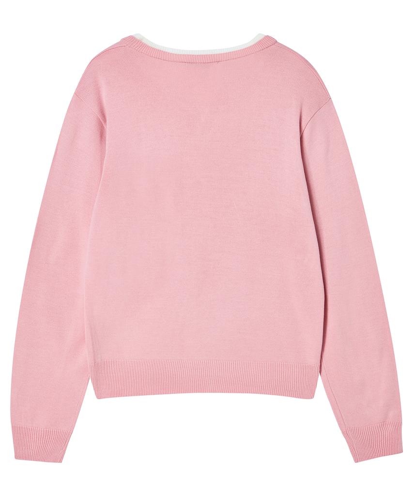AWESOME STUDIO Classic Layered V-Neck Knit Light Pink