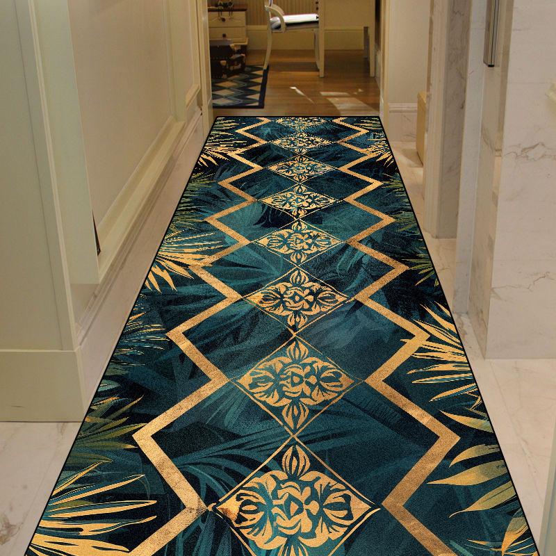 Green Plant Pattern Long Corridor Carpet Living Room Light Luxury Rug Home Hall Runner Carpet Non-slip Doorway Hallway Floor Mat