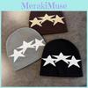 Winter Warmth Unisex Star Pattern Knit Hat Featuring Geometric Design And No Brim Style