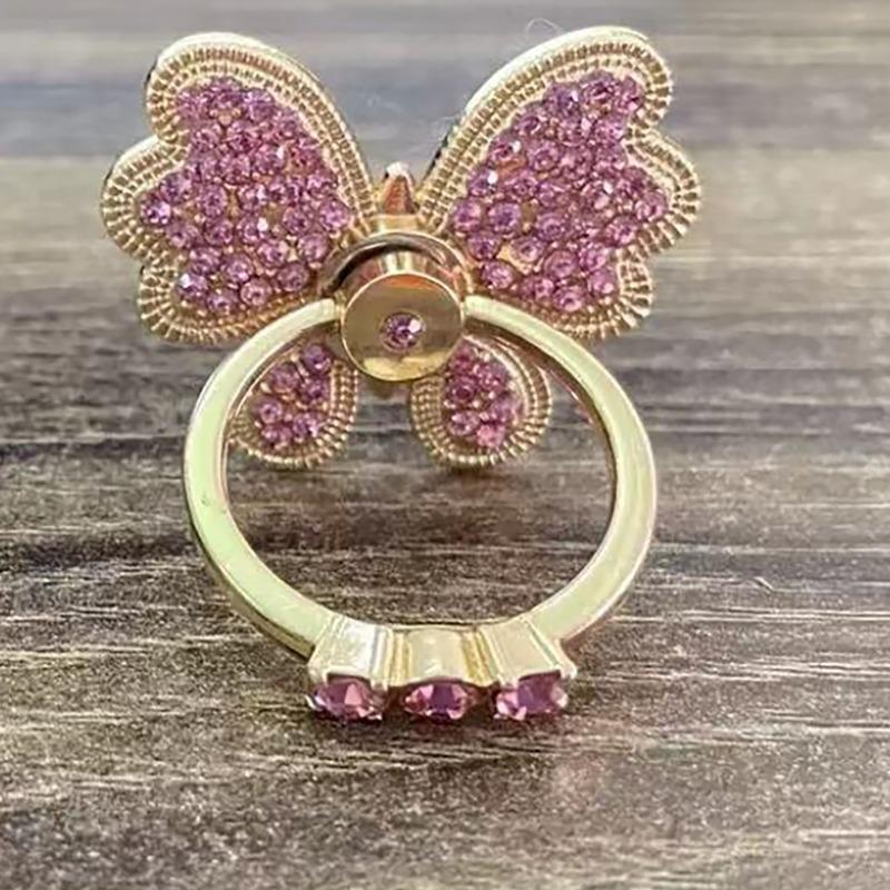 New Diamond Butterfly Finger Ring Mobile Phone Holder 360 Rotating Universal Desktop Bracket Phone Accessories 5