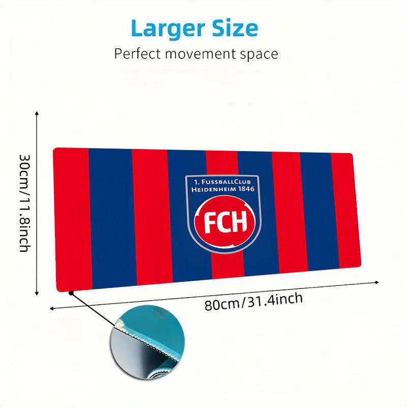 FC Heidenheim Mouse Pad, Large Gaming Desk Mat, Non-slip XXL Mousepad for Laptop & Tablet, Mini PC Playmat with Stitched Edges