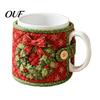 Decorative Mug Sleeves Christmas Quilted Cozy Sewing Kit, DIY Holiday Fabric Craft Kit with Festive Coffee Patterns, Sleeve Making for Beginners,