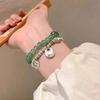 Китайский стиль зеленые браслеты для женщин девушки винтажные эластичные бисерные подвесные браслеты