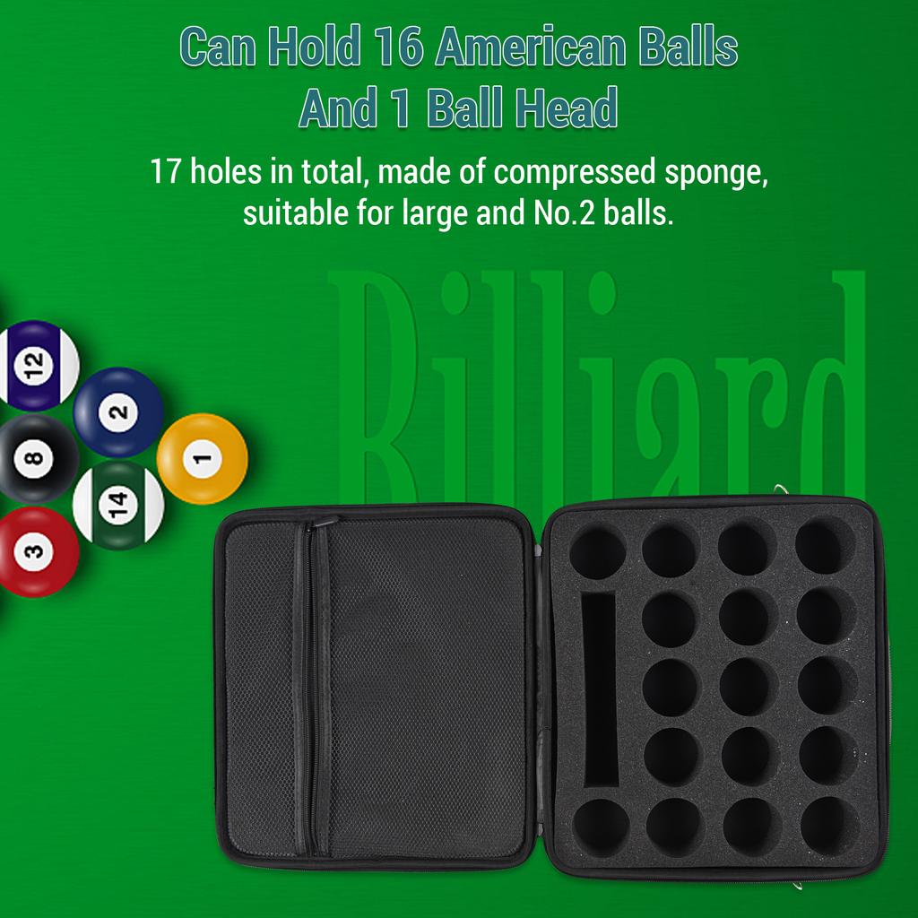 Pool Ball Bag American Black Eight Ball Storage Bag Case Canvas Foam Can Hold 17 American Balls