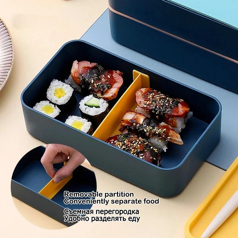 Портативный ланч-бокс для детей, школьная микроволновая печь, пластиковая коробка для бенто с подвижными отделениями, контейнер для салата, фруктов, еды