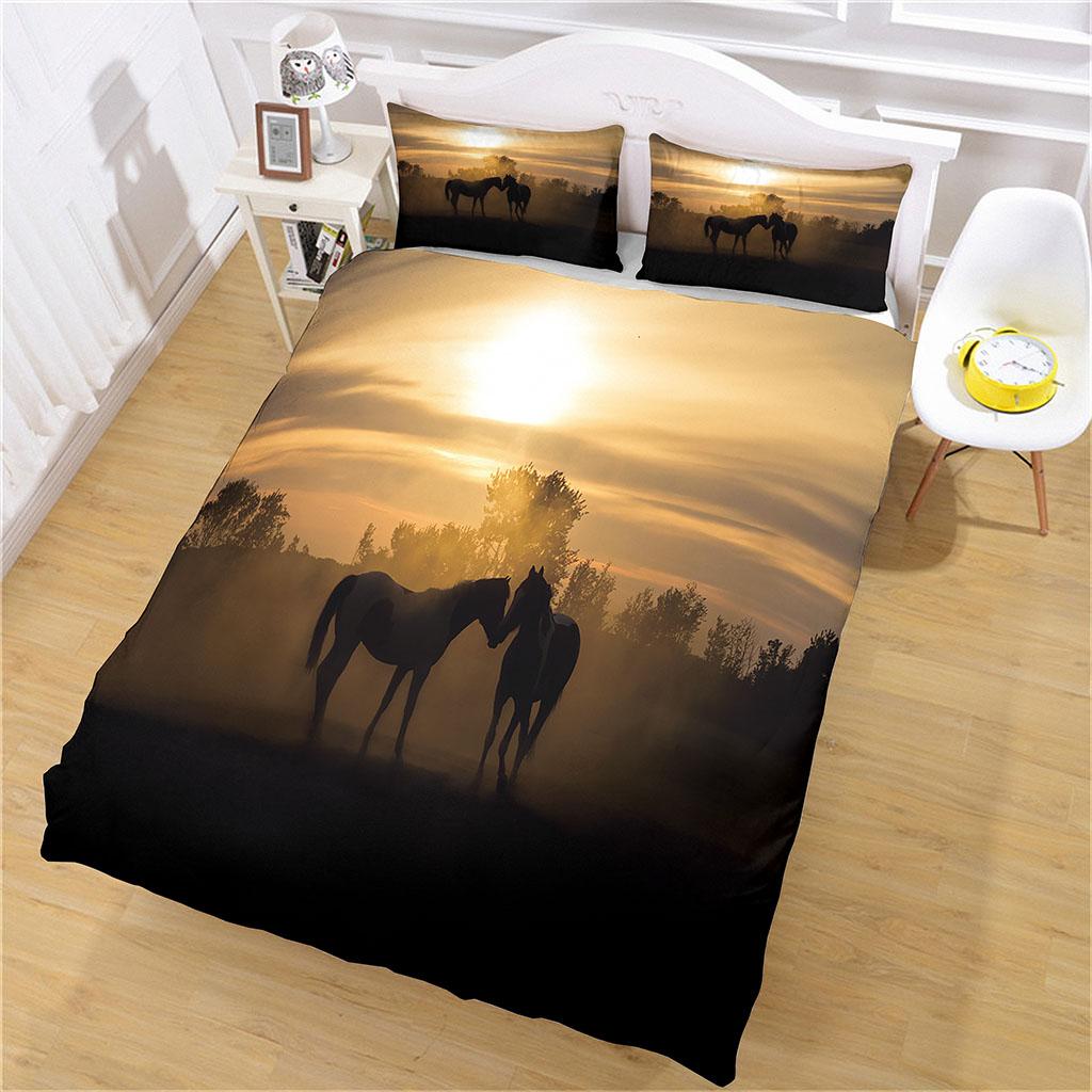 Single Duvet 3D Printed Animal Horse Duvet Cover Collection Queen Size Bedding Collection With Pillowcase Twin Full King Microfiber Comforter