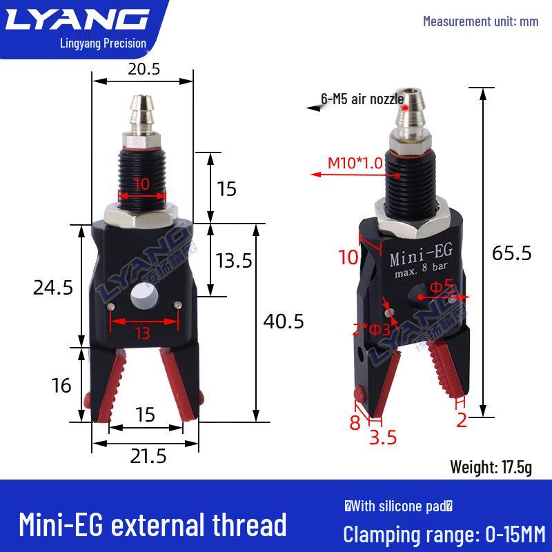 Pneumatic Mini Grippers: A/B/C/E Robot Arm Clamps for Injection Molding (J1060/J1080).