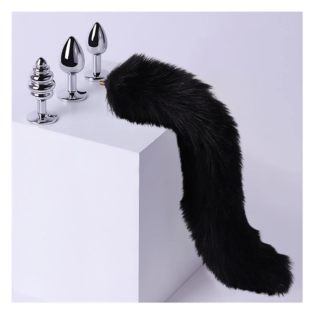 Orirya Anal Plug with Interchangeable Tails for 3 Metallic Anal Anal Adult Play Anal White Women, Plugs, Jewelry, Cat, Fox, Cosplay, S&M Toys, Women's
