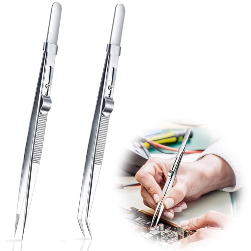 Пинцет из нержавеющей стали, 2 шт., с фиксатором и регулируемой противоскользящей поверхностью для изготовления ювелирных изделий, моделирования, рукоделия, часов и электроники, прецизионный