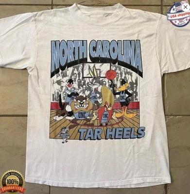 Винтажная футболка UNC Tar Heels Looney Tunes, Унисекс футболка NCAA UNC Tar Heels