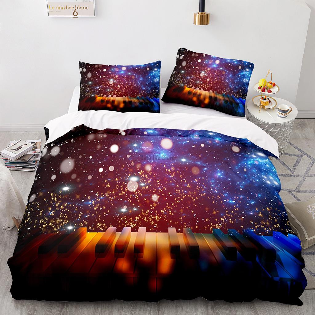 Модный постельный комплект Пианино Гитара 3D принт Музыка Пододеяльник с наволочкой Постельные принадлежности для дома Декор спальни Комплект пододеяльника