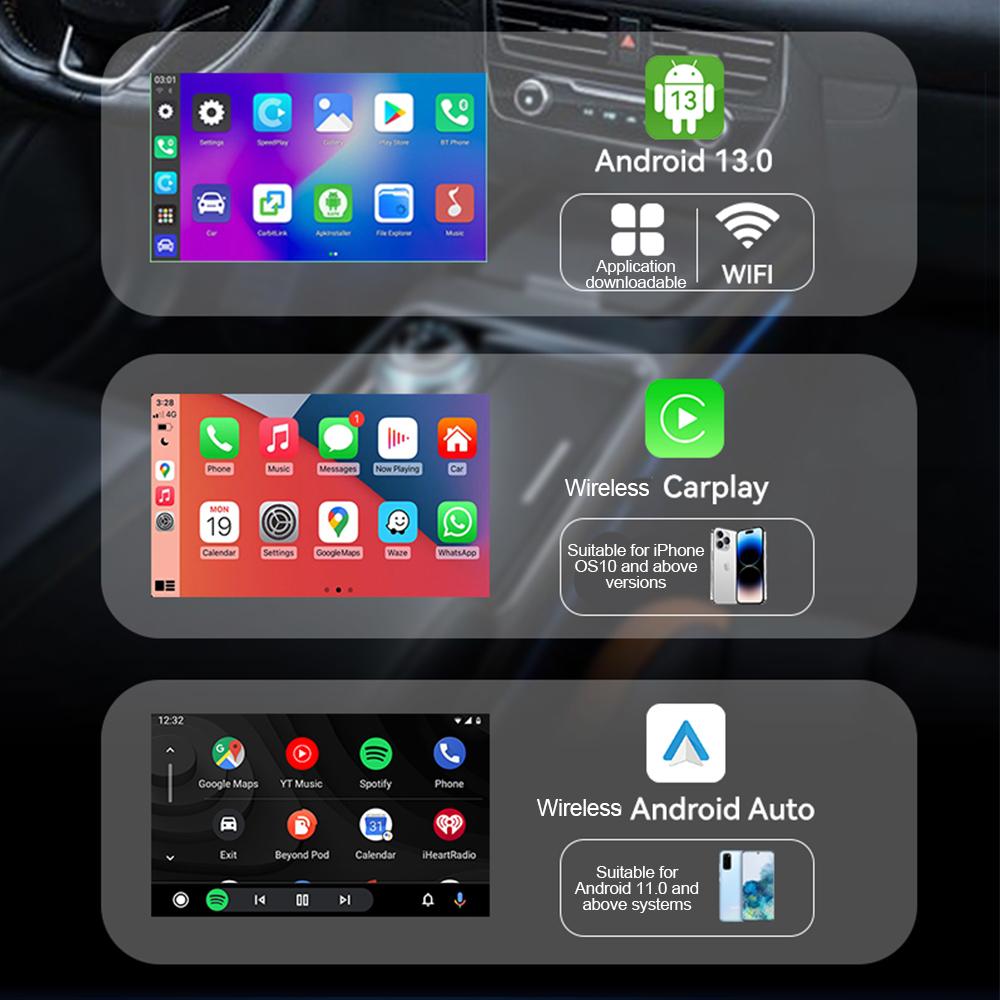 3IN1 Android 13 Ai Box Проводной и беспроводной Carplay Android Auto Адаптер WiFi для Youtube Nexflit Cars Smart Ai Box Встроенный Play Stroe