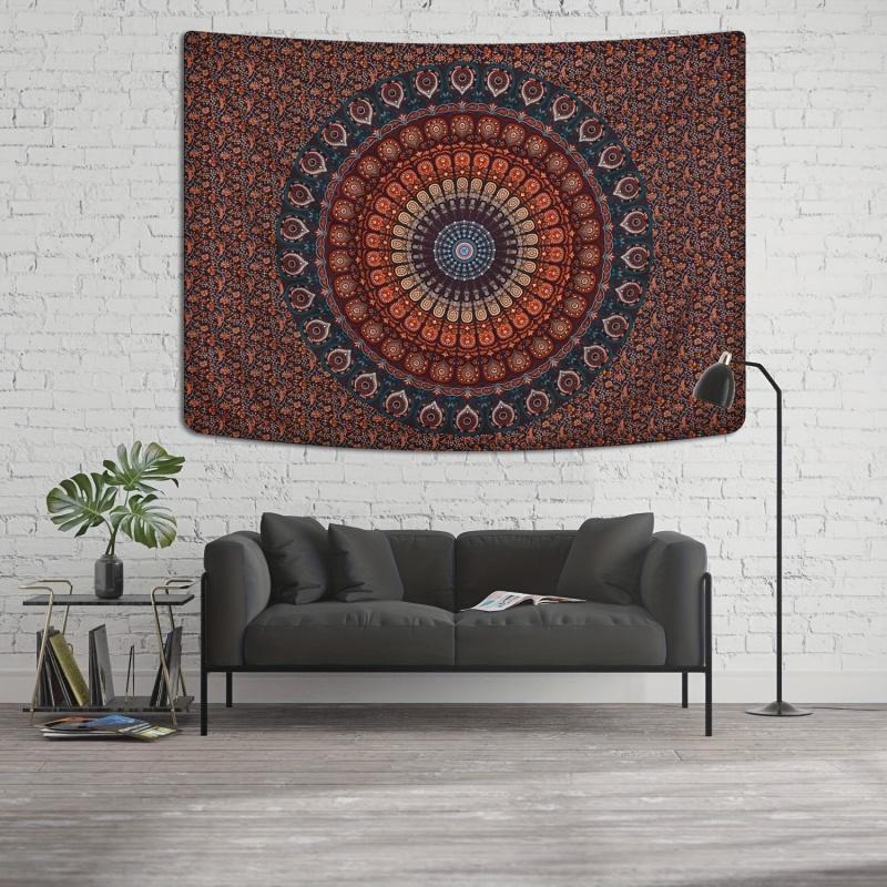 Bohemian Mandalah Tapestry, Spiritual Peacock Wall Hanging Decor, Bedroom And Living Room Home Decoration