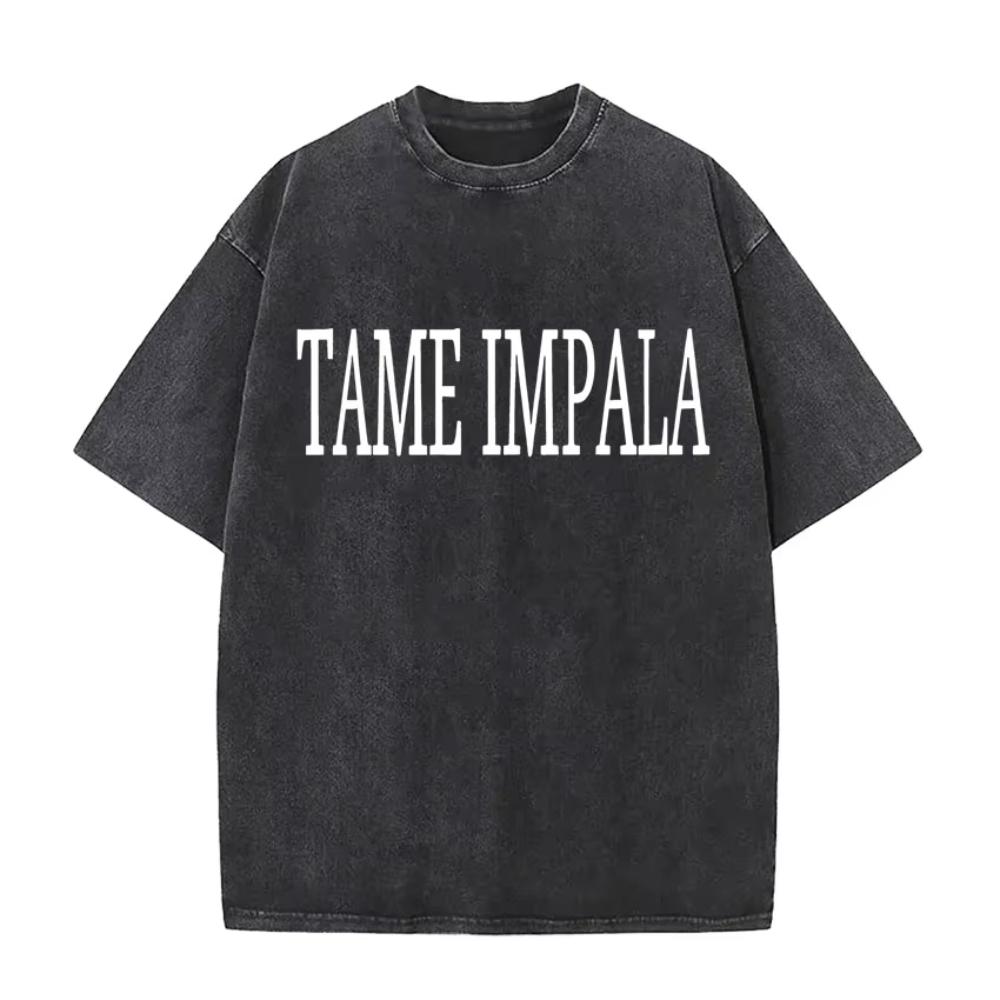 Rock Band Tame Impala Deadbeat Tour 2026 Vintage Washed T-shirt Unisex Hip Hop Gothic T Shirt Casual Oversized Short Sleeve Tees