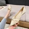 Pointed Flat-soled Single Shoes Women's 2025 New Grandma Shoes Fashion Ladyshoes Soft-soled Beanie Shoes Bow Shoes 833