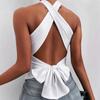 Spring and summer hot sale simple and sexy cross T-shirt backless design short top