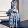 Summer and Autumn New Printed Jumpsuit Long Skirt Women's Elegance