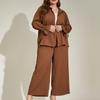 Plus Size Women's Long Sleeve Shirt Spring and Autumn Elegant Casual Simple Temperament Loose Pants Suit