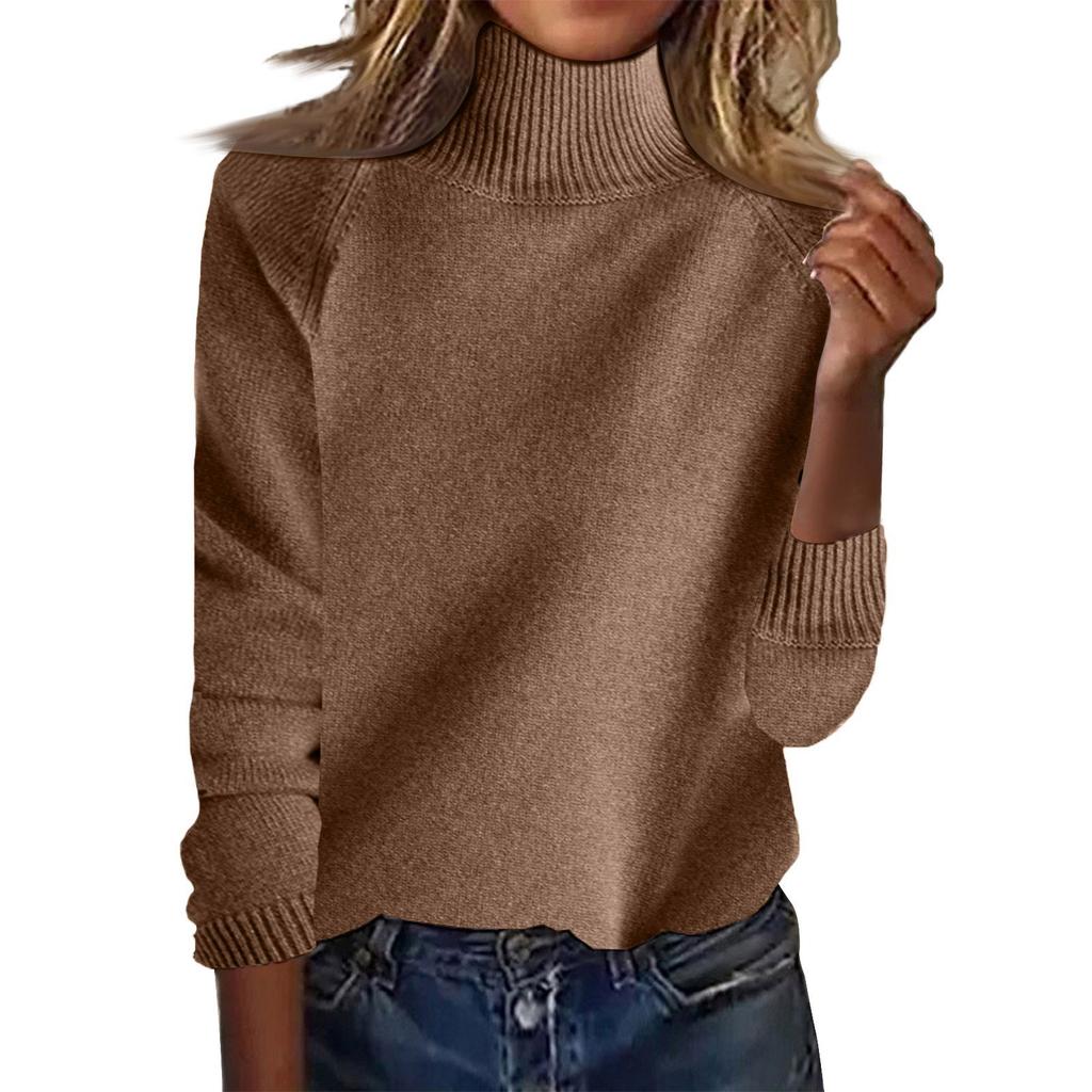 Women's Fashion Thickened High Standing Neck Loose Sweater Plunging Sleeve Bottom Shirt Top