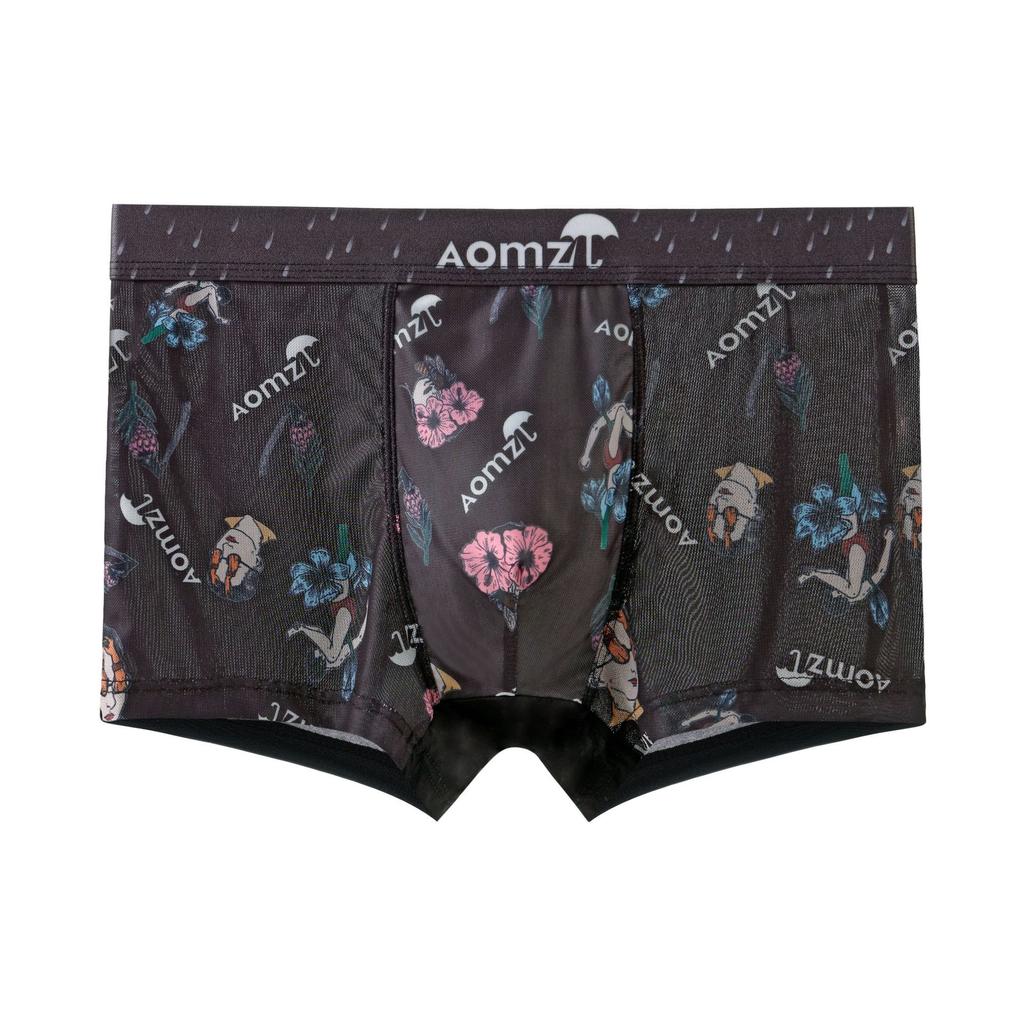 Мужские трусы-боксеры с сетчатым принтом, мужские летние прохладные дышащие четырехугольные короткие трусы-боксеры с головкой