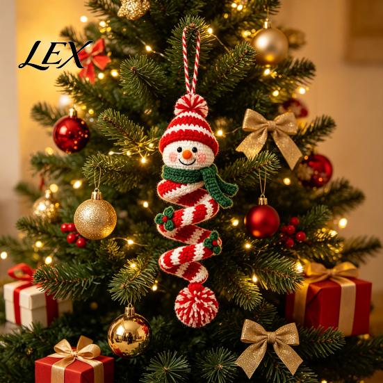 Handmade Christmas Tree Decor Crochet Spiral Ornament DIY Kit for Adults, Beginners, Craft Set Winter Kits Adults with Yarn, Hook, Stuffing,