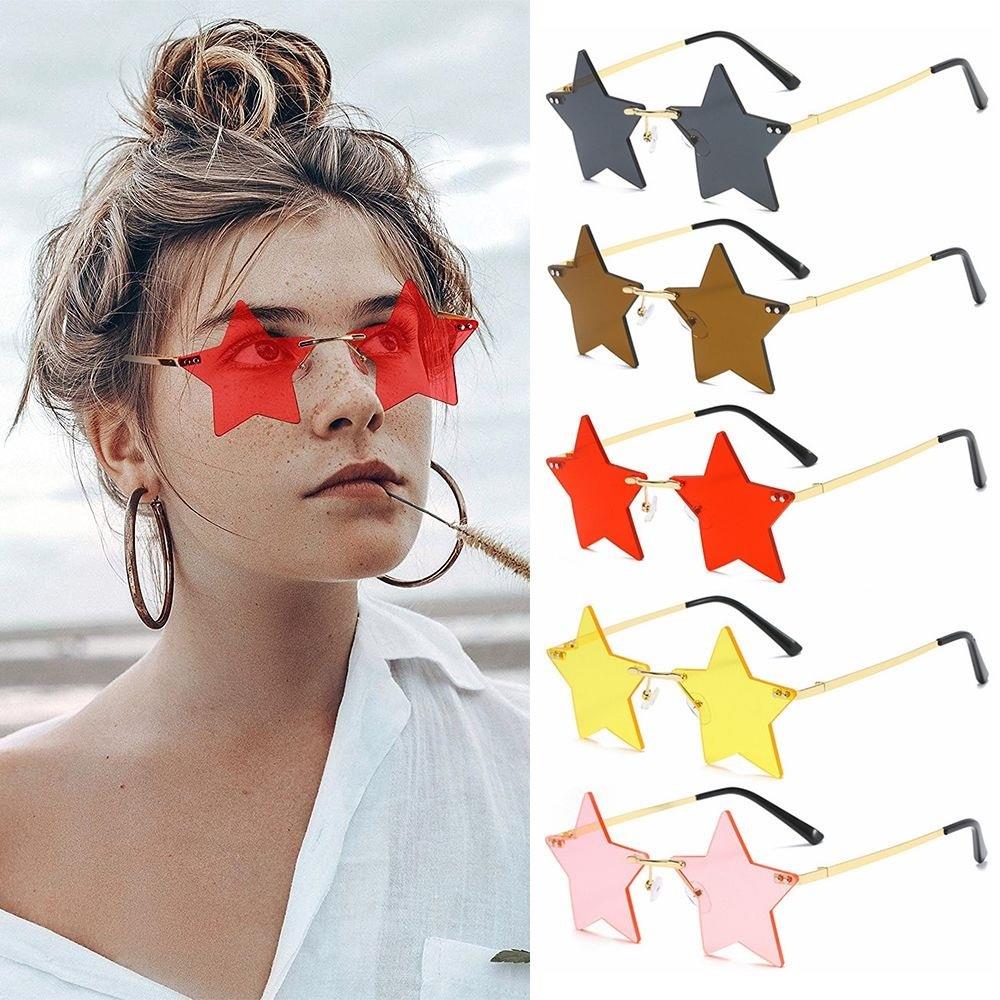 Trendy Unisex Sunglasses Multicolor Star Shape Popular Pentagram Frame Sunshade Decor Glasses HD Sunglasses New Trendy Trend Personality Rimless